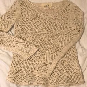 XS Anthropologie beige cutout sweater